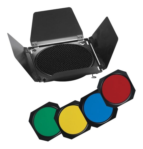 Chapaletas Barndoor Flash Estudio C/ Panal Abejas Y Filtros - Imagen 2