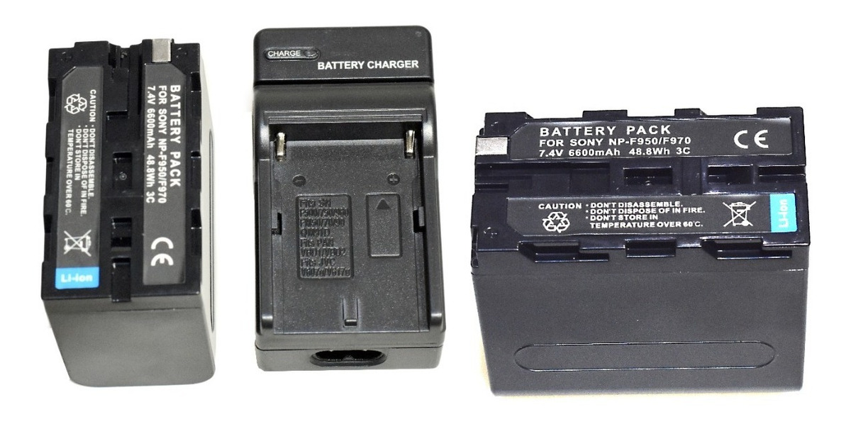 Cargador 220v + 2 Baterías Np-f950/970 P/ Iluminador Aro Led - Imagen 4