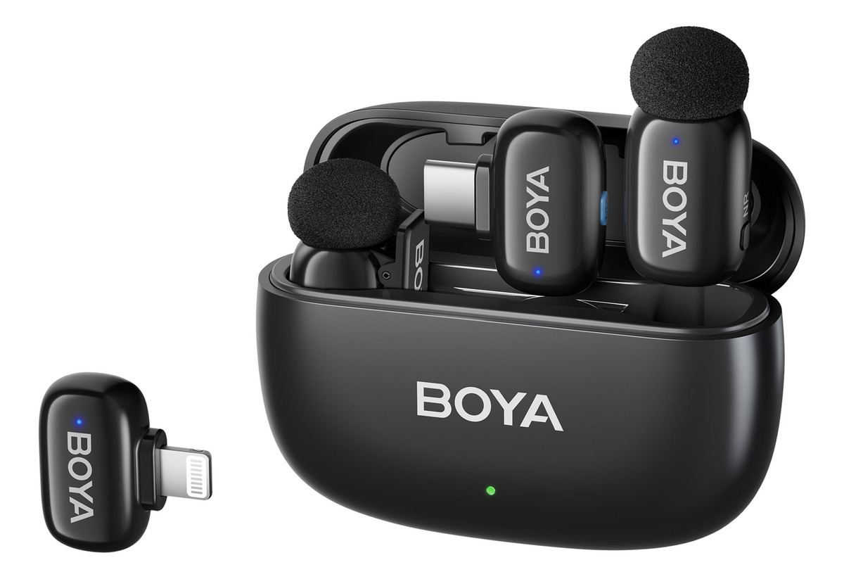 Kit 2 Microfonos 2.4ghz Boya Mini-12 Negro Lightning / Usb-c
