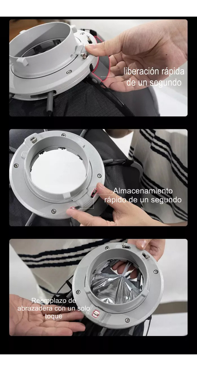 Kit Octo Softbox 90cm Con Adaptador Para Flash De Zapata - Imagen 10