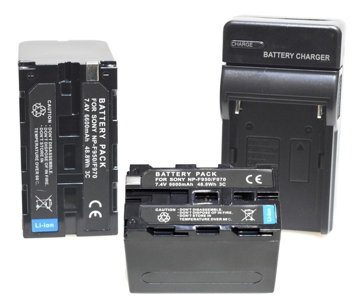 Cargador 220v + 2 Baterías Np-f950/970 P/ Iluminador Aro Led