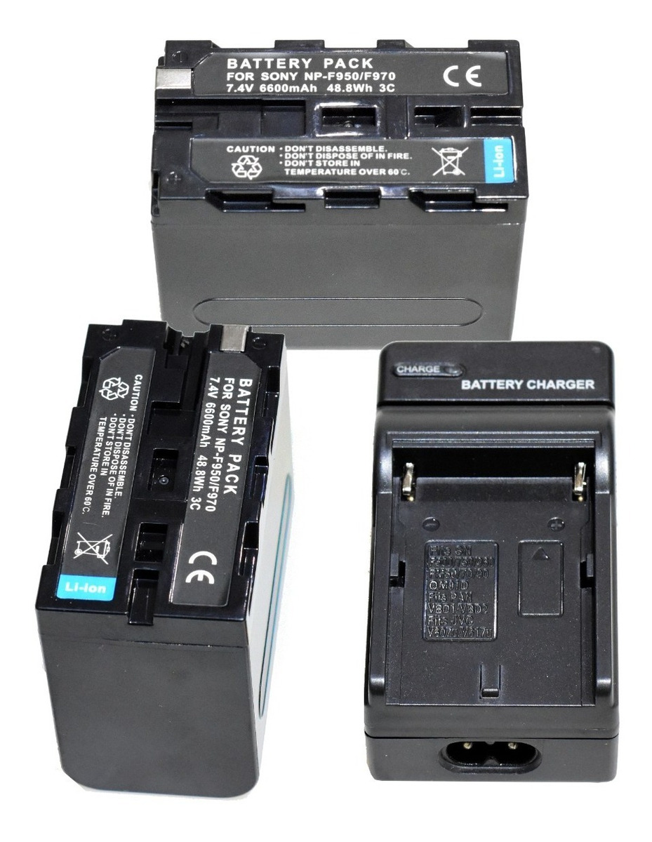 Cargador 220v + 2 Baterías Np-f950/970 P/ Iluminador Aro Led - Imagen 3