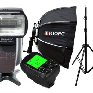 Kit Flash Canon Triopo 982iii Emisor Ttl G1 Pie Octo Soft Box 90cm