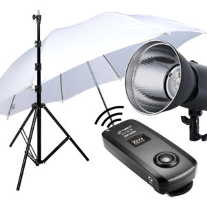 Kit Flash Estudio Vl 200w Visico Sombrilla Pie Emisor Remoto