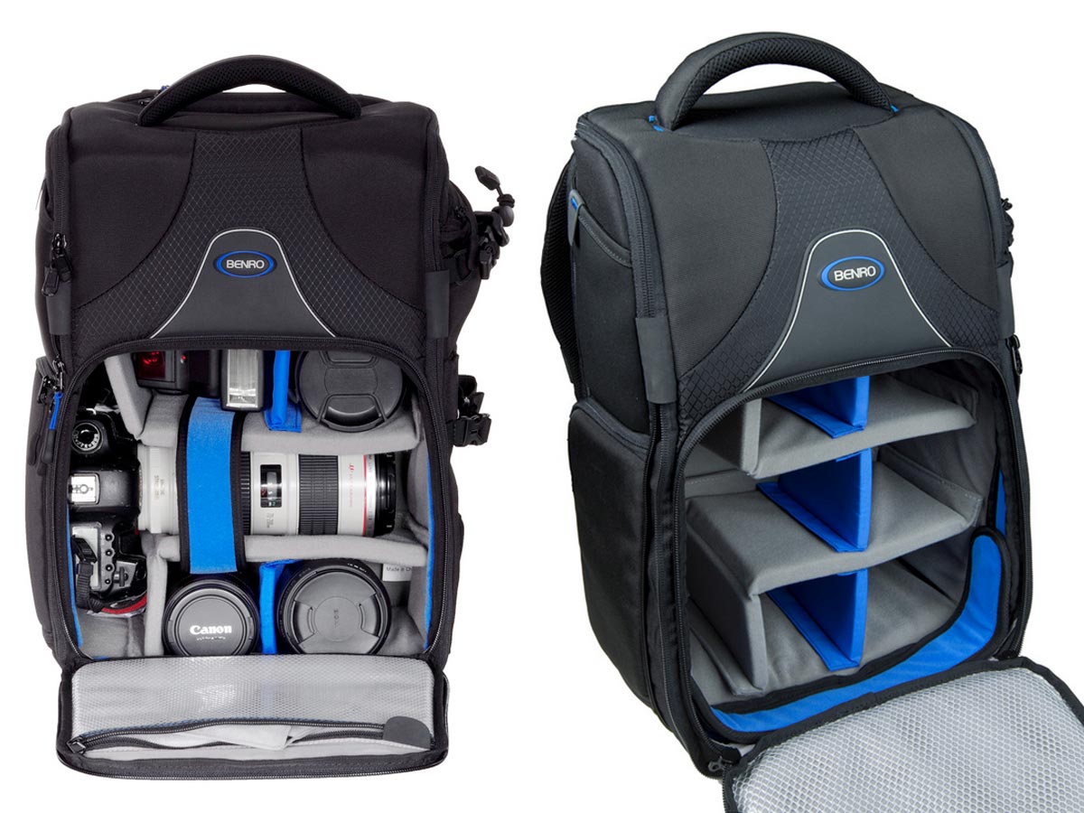 Interior mochila Benro Beyond B400N con divisores acolchados configurables para DSLR y lentes