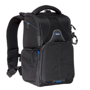 Mochila Benro Beyond B400N profesional vista frontal con triple acceso y compartimento para DSLR con grip