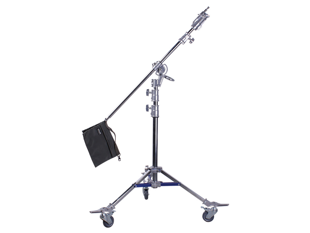 Jirafa de iluminación profesional Phottix Studio Pro Boom Stand W400 con ruedas, brazo cenital y bolsa de contrapeso