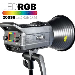 Luz LED RGB COB Visico LED-200SR 200W con montura Bowens para fotografía y video profesional
