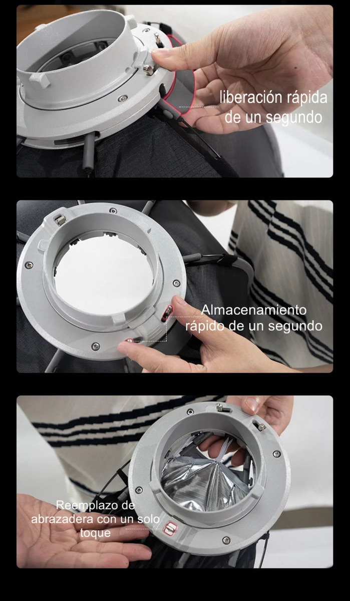 Octobox Triopo 90cm C/ Grid P/ Flash Led Estudio M/ Bowens - Imagen 5