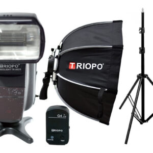 Kit Flash Canon Triopo 982iii Emisor G4 Columna Octo Soft Box 55cm