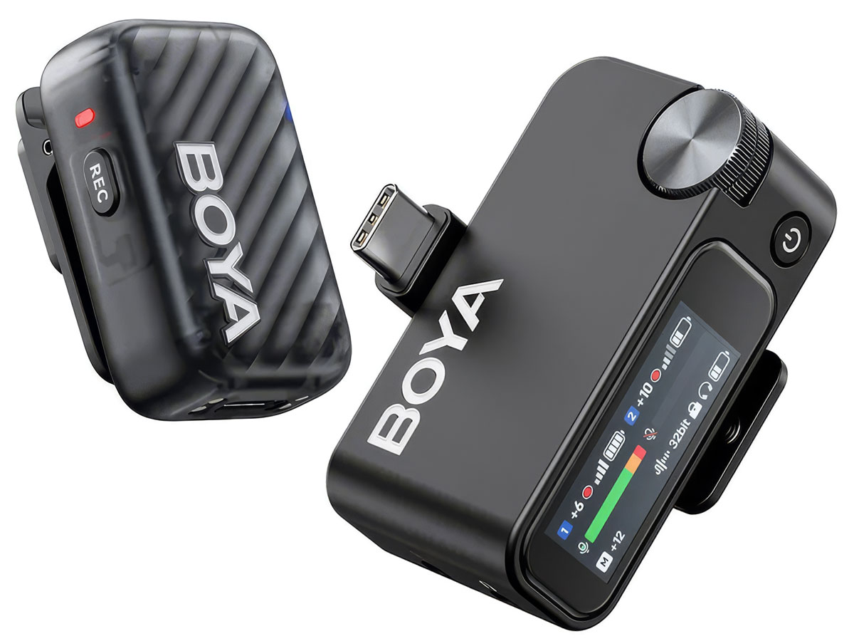 Receptor BOYA BOYAMIC 2 con pantalla AMOLED y control de ganancia